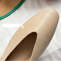 Retro Square Toe Flats – Women’s Low Heel Slip - OnsAzizaK