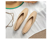 Retro Square Toe Flats – Women’s Low Heel Slip - OnsAzizaK