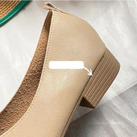 Retro Square Toe Flats – Women’s Low Heel Slip - OnsAzizaK