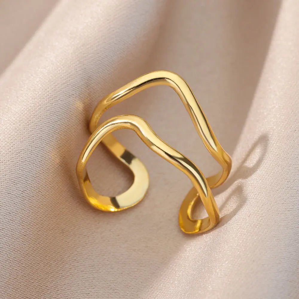 ring fashion single color geometric goldAzizaK