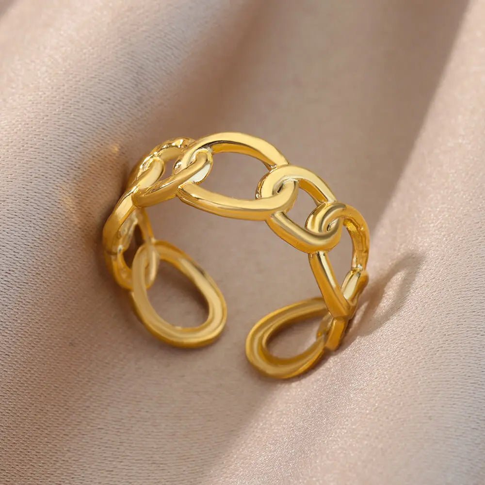 ring fashion single color geometric goldAzizaK