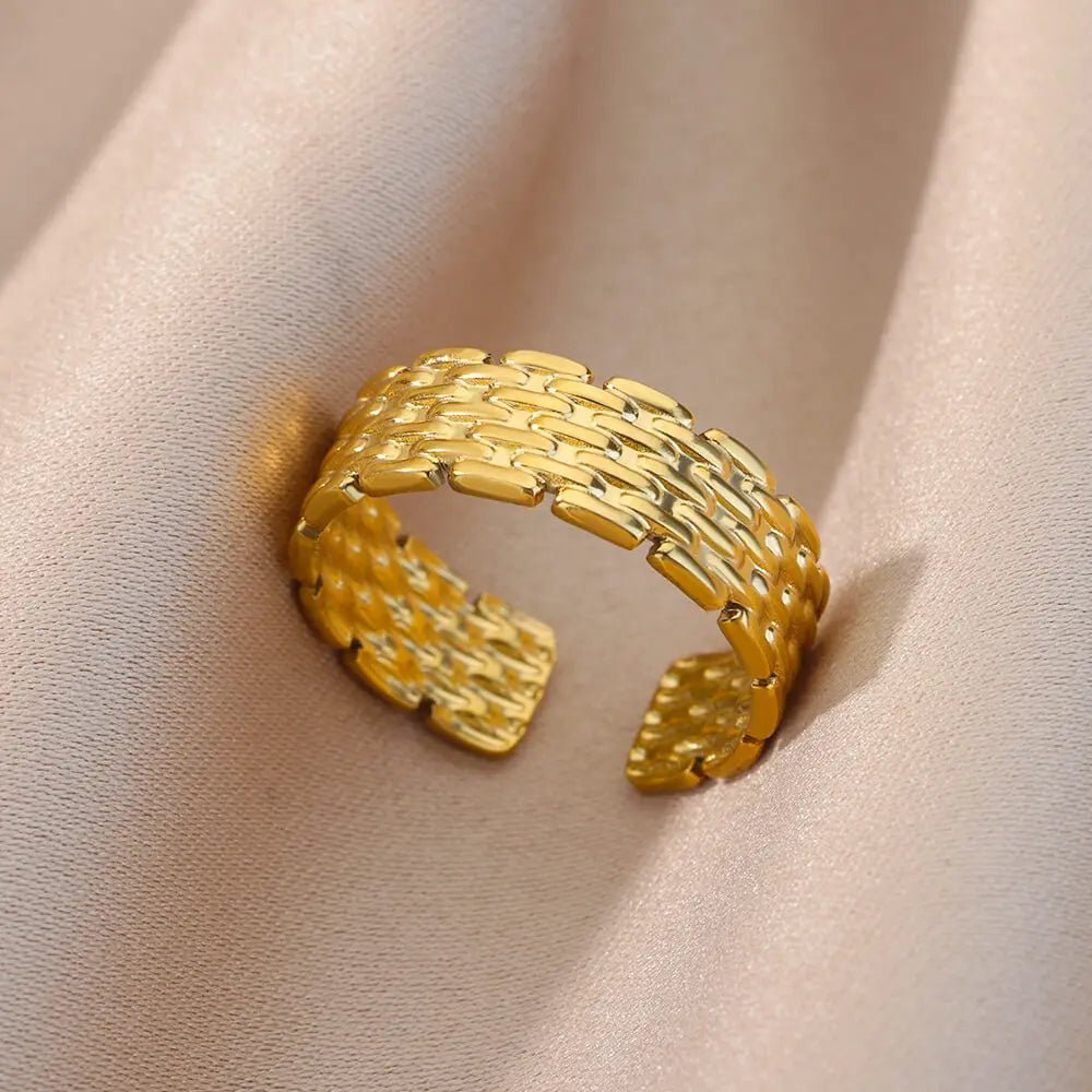 ring fashion single color geometric goldAzizaK