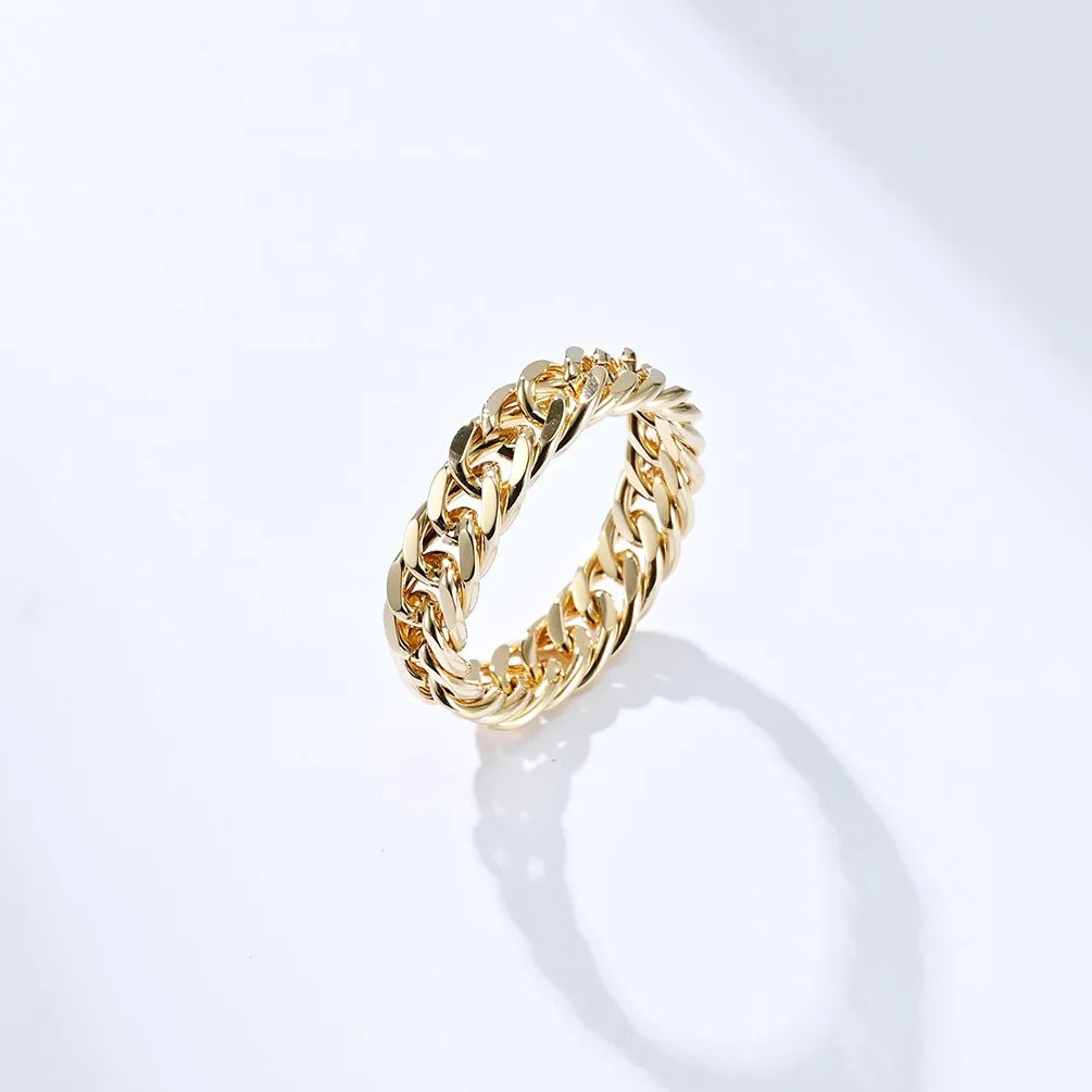 Rings Chain Link Design Stainless Steel Black Gold SilverAzizaK