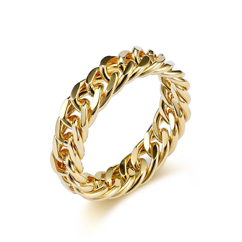 Rings Chain Link Design Stainless Steel Black Gold SilverAzizaK