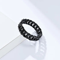 Rings Chain Link Design Stainless Steel Black Gold SilverAzizaK