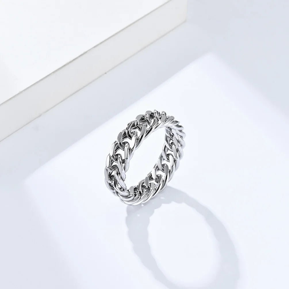 Rings Chain Link Design Stainless Steel Black Gold SilverAzizaK