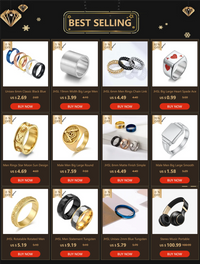 Rings Chain Link Design Stainless Steel Black Gold SilverAzizaK