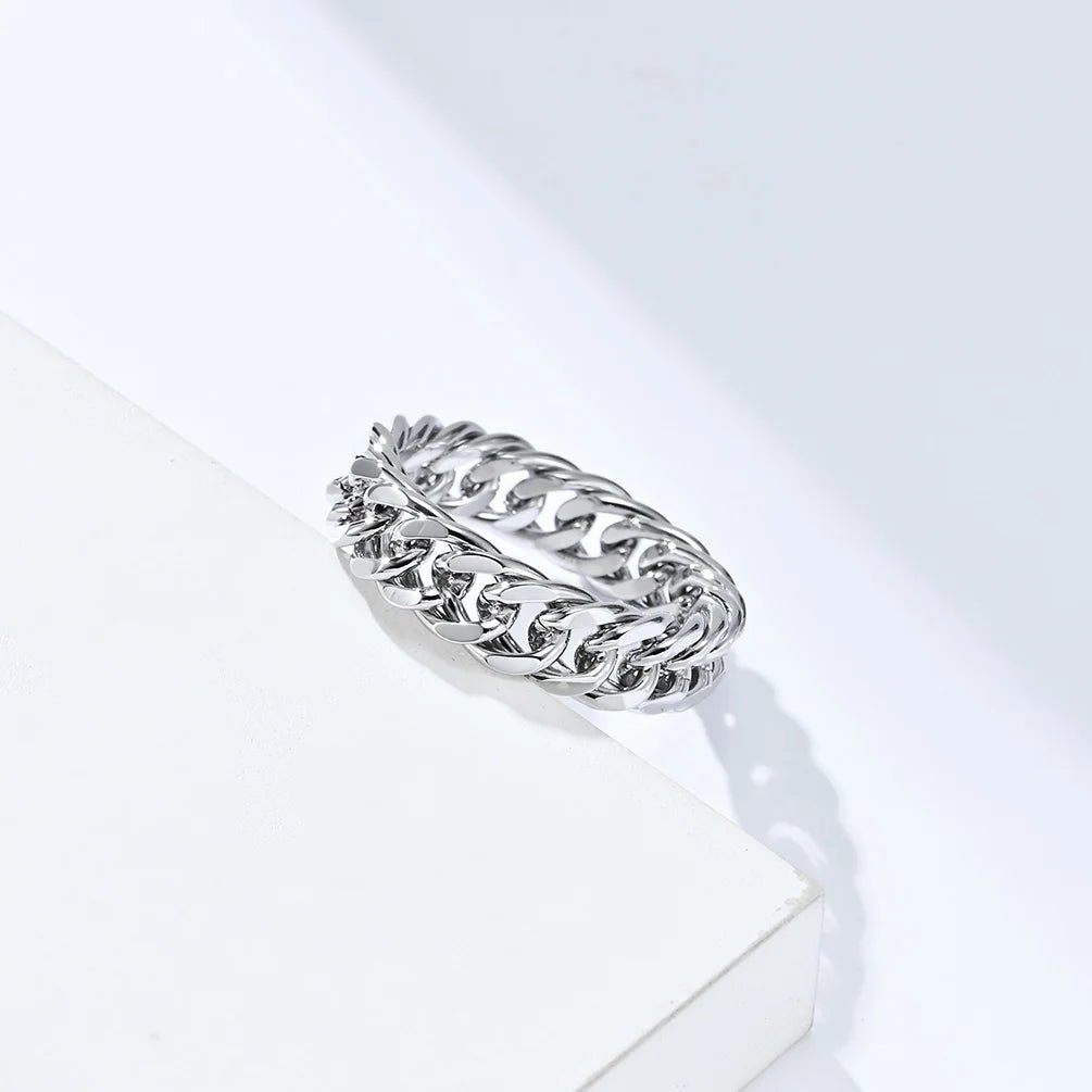 Rings Chain Link Design Stainless Steel Black Gold SilverAzizaK
