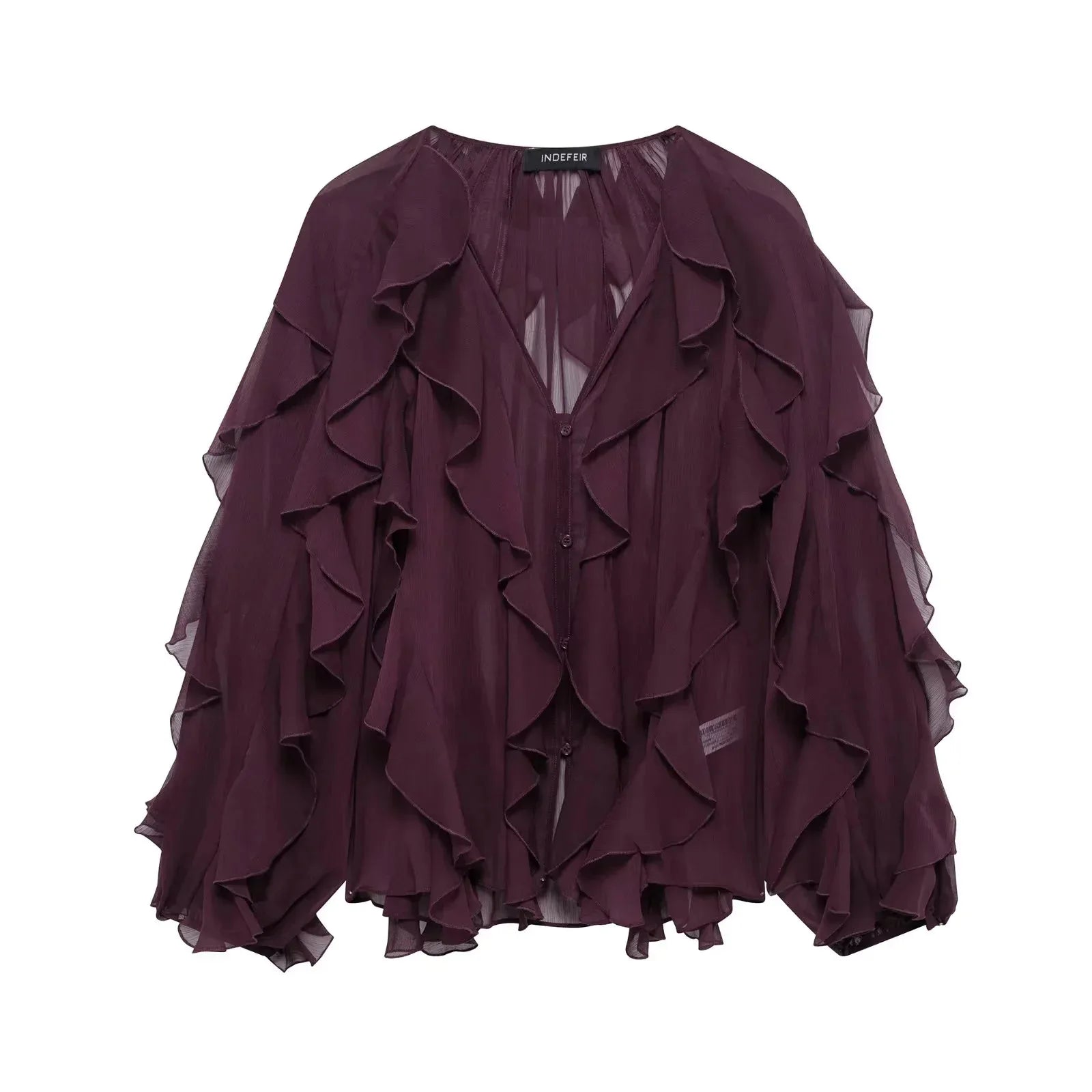 Ruffle V - Neck BlouseAzizaK