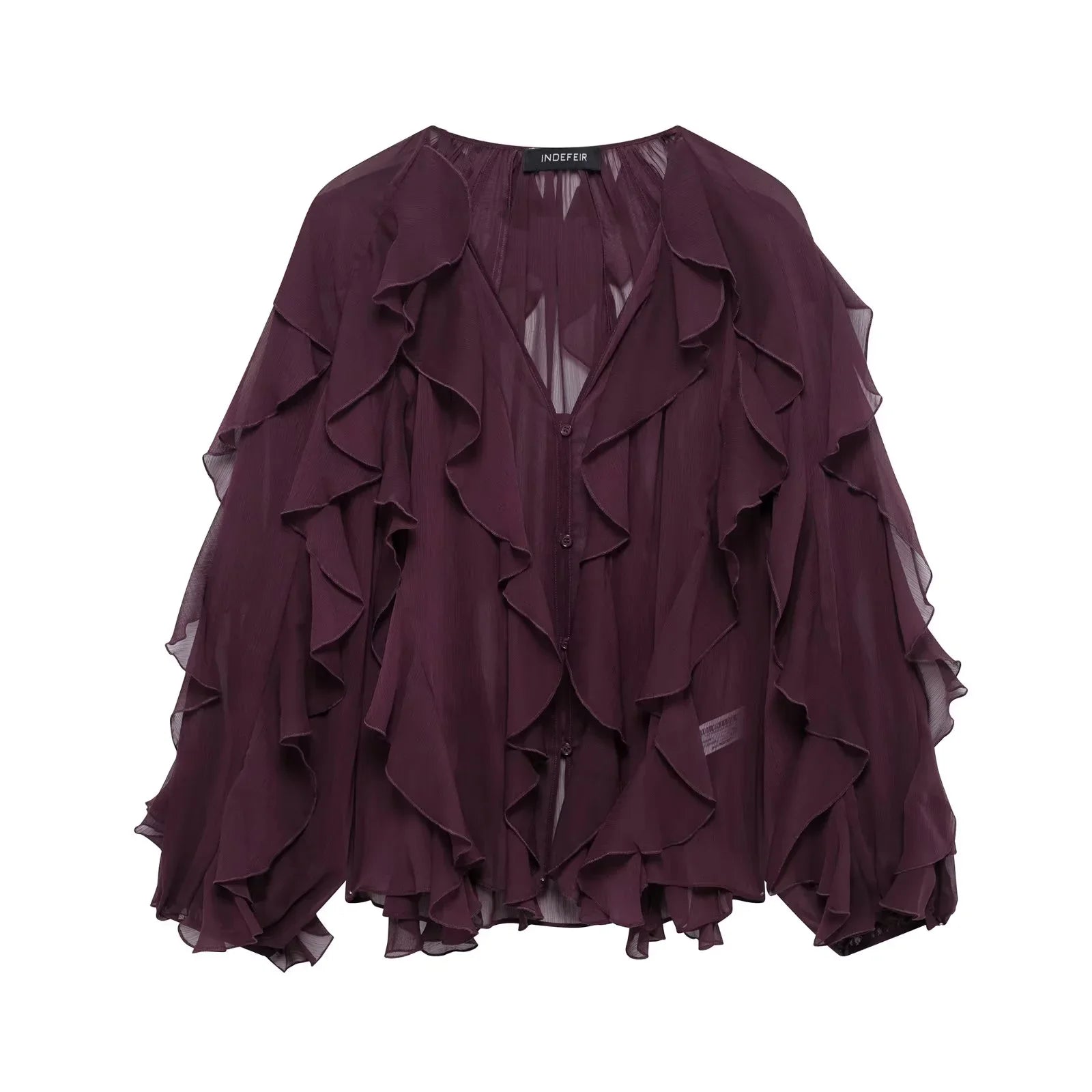 Ruffle V - Neck BlouseAzizaK