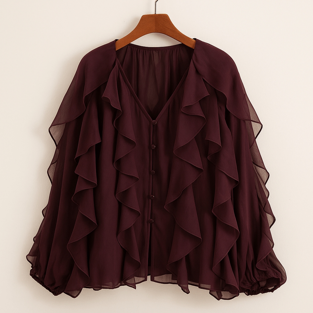 Ruffle V - Neck BlouseAzizaK