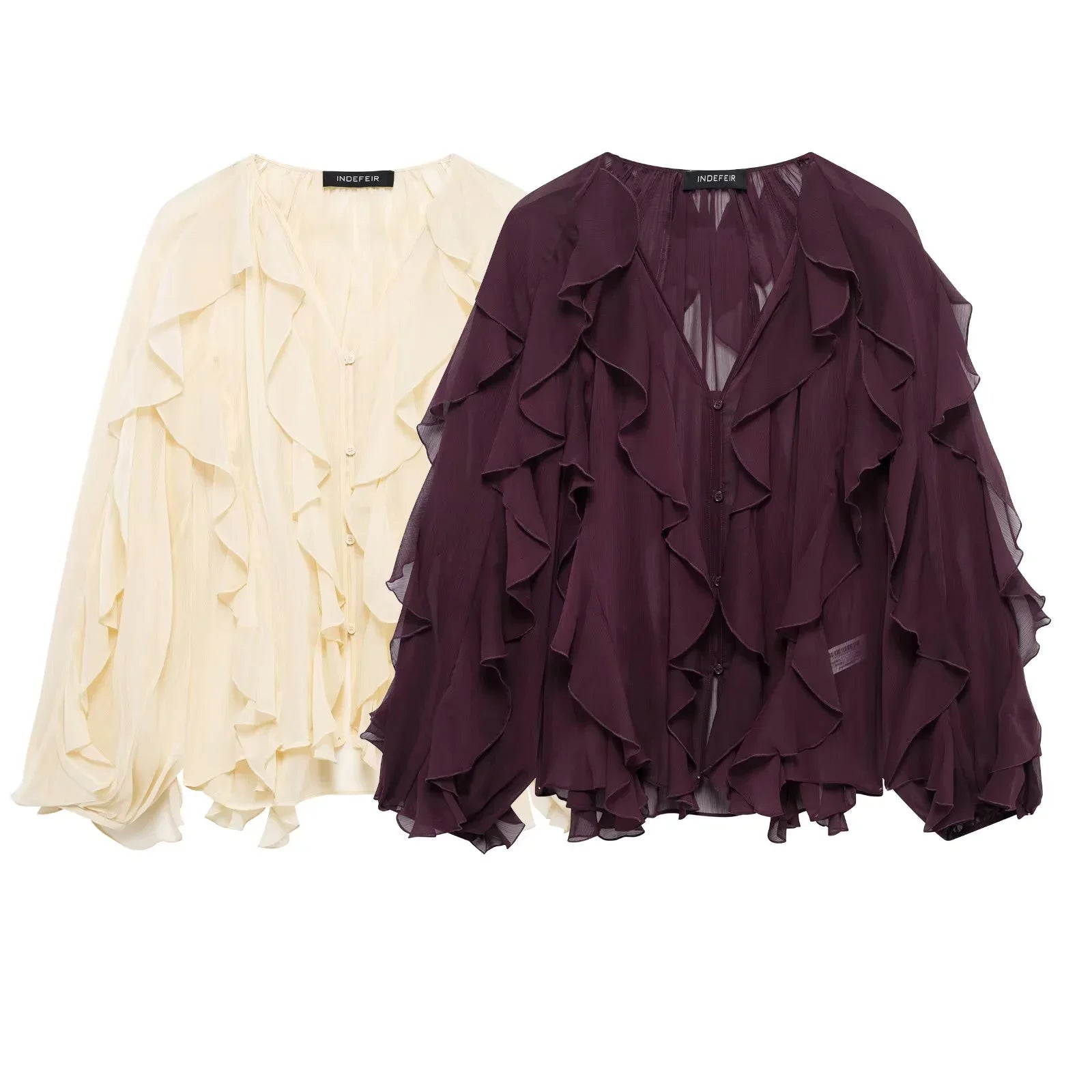 Ruffle V - Neck BlouseAzizaK