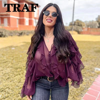 Ruffle V - Neck BlouseAzizaK