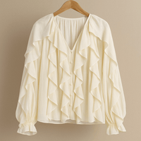 Ruffle V - Neck BlouseAzizaK