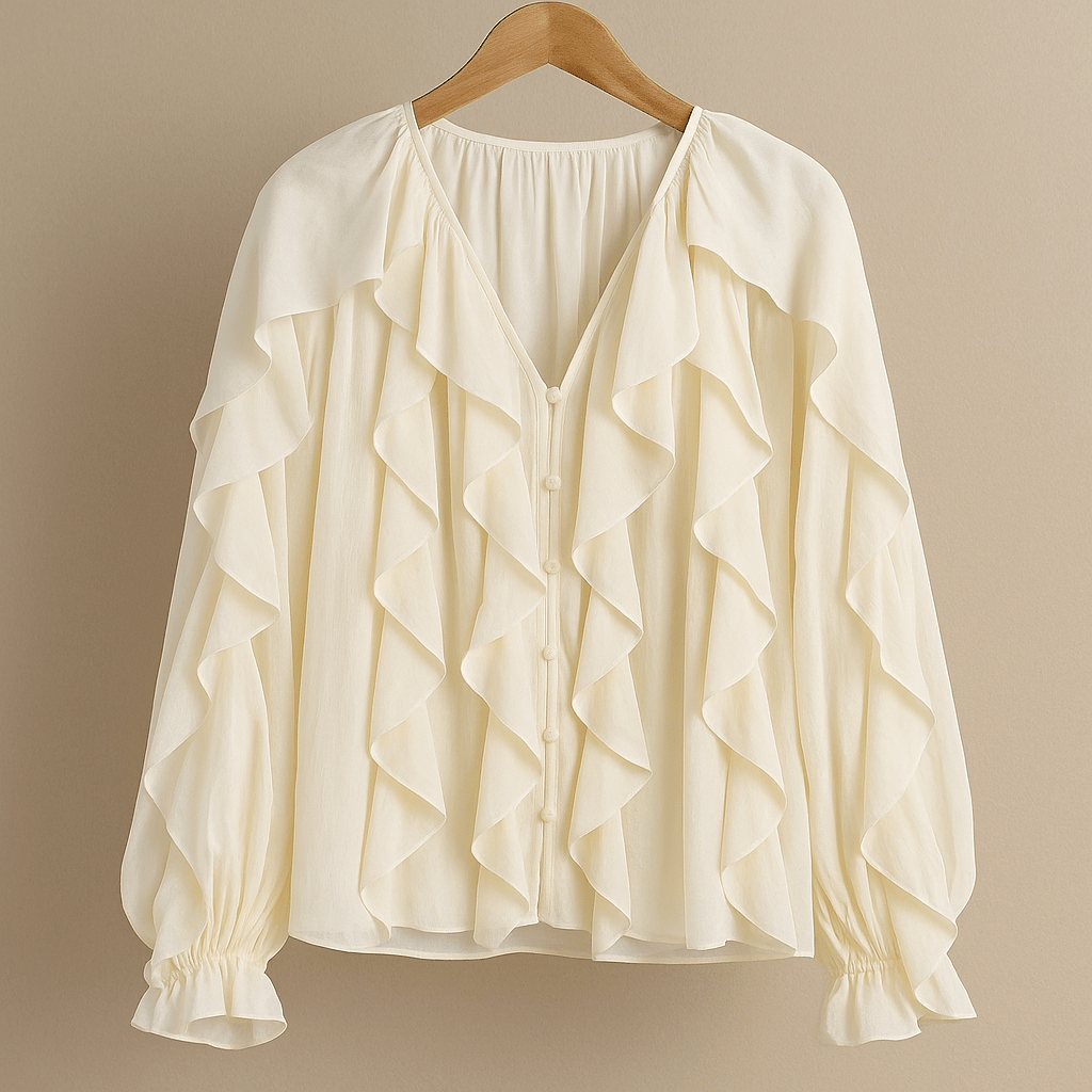 Ruffle V - Neck BlouseAzizaK