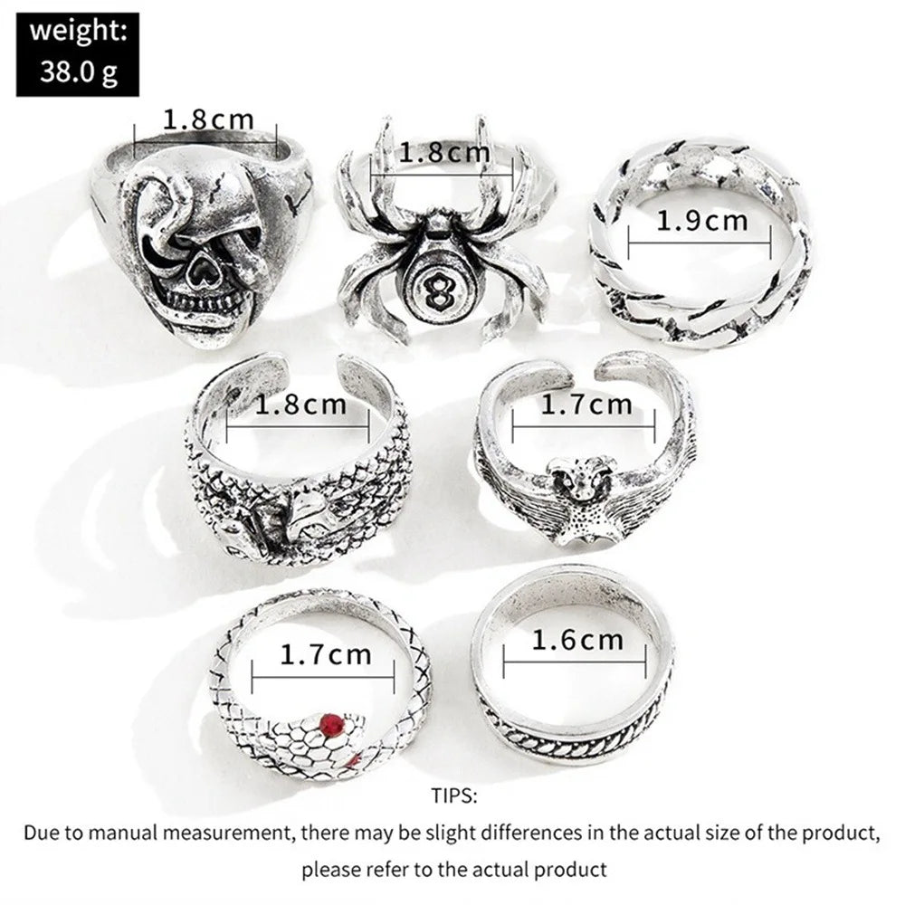 Set of 7 stainless steel ringsAzizaK