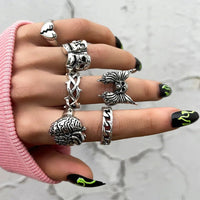 Set of 7 stainless steel ringsAzizaK