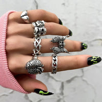 Set of 7 stainless steel ringsAzizaK