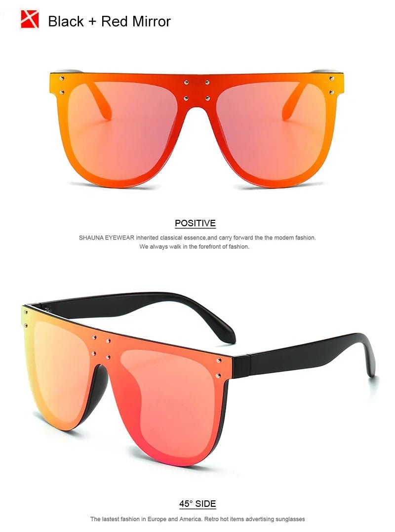 SHAUNA Retro Oversized Aviator Sunglasses with RivetsAzizaK