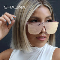 SHAUNA Retro Oversized Aviator Sunglasses with RivetsAzizaK