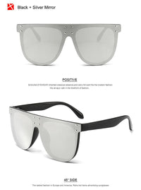 SHAUNA Retro Oversized Aviator Sunglasses with RivetsAzizaK
