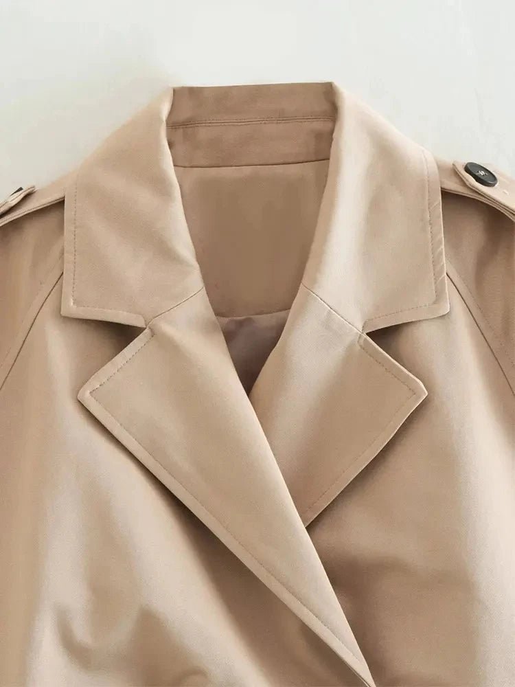 Short Belt Trench Spring Vintage JacketAzizaK