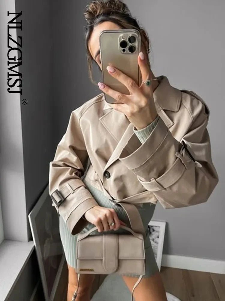 Short Belt Trench Spring Vintage JacketAzizaK