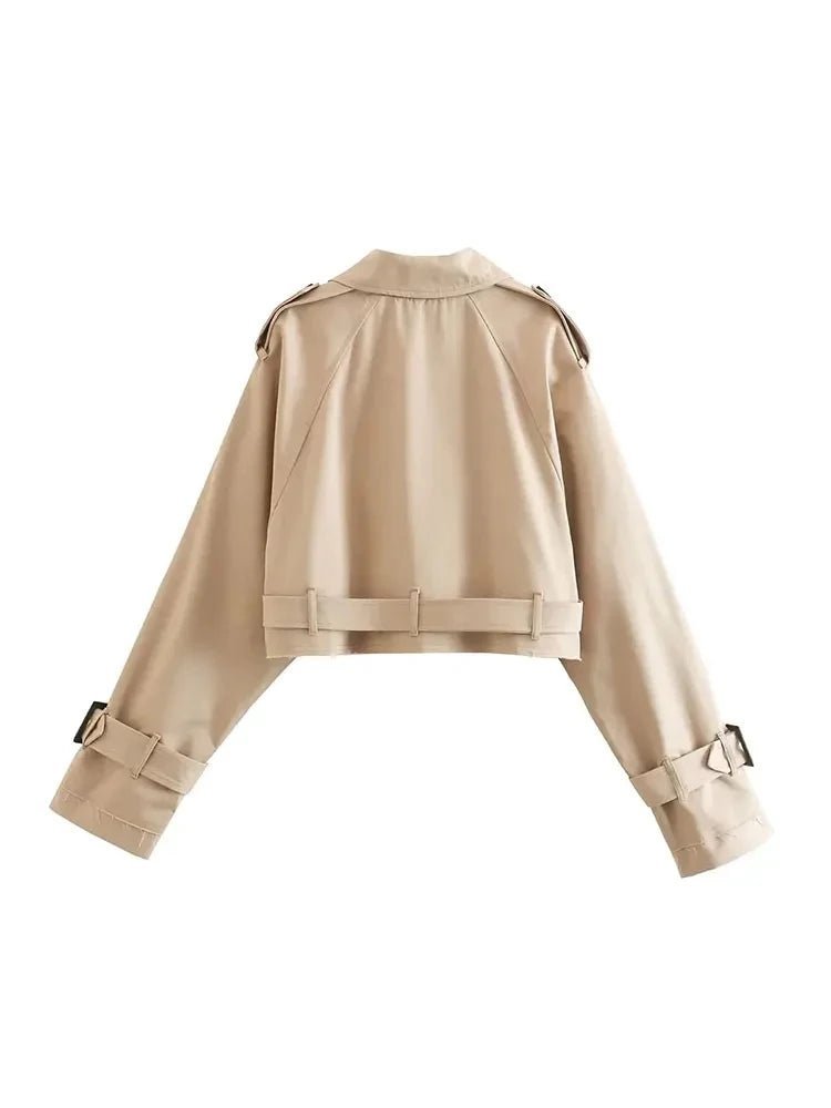 Short Belt Trench Spring Vintage JacketAzizaK