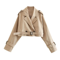 Short Belt Trench Spring Vintage JacketAzizaK
