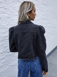 Short denim jacket with long puff sleevesAzizaK