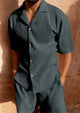 🌴 Short Sleeve Corduroy Shirt & Shorts Set – Beachwear Summer Suit for MenAzizaK