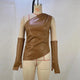 Sleeveless Off Shoulder Leather VestAzizaK