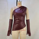 Sleeveless Off Shoulder Leather VestAzizaK