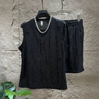 Sleeveless round neck t-shirt and shorts setAzizaK