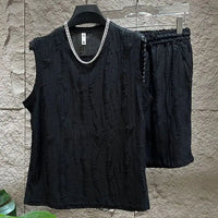 Sleeveless round neck t-shirt and shorts setAzizaK