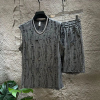 Sleeveless round neck t-shirt and shorts setAzizaK