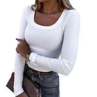slightly stretchy sweater, solid color long sleeve top, cotton blendAzizaK