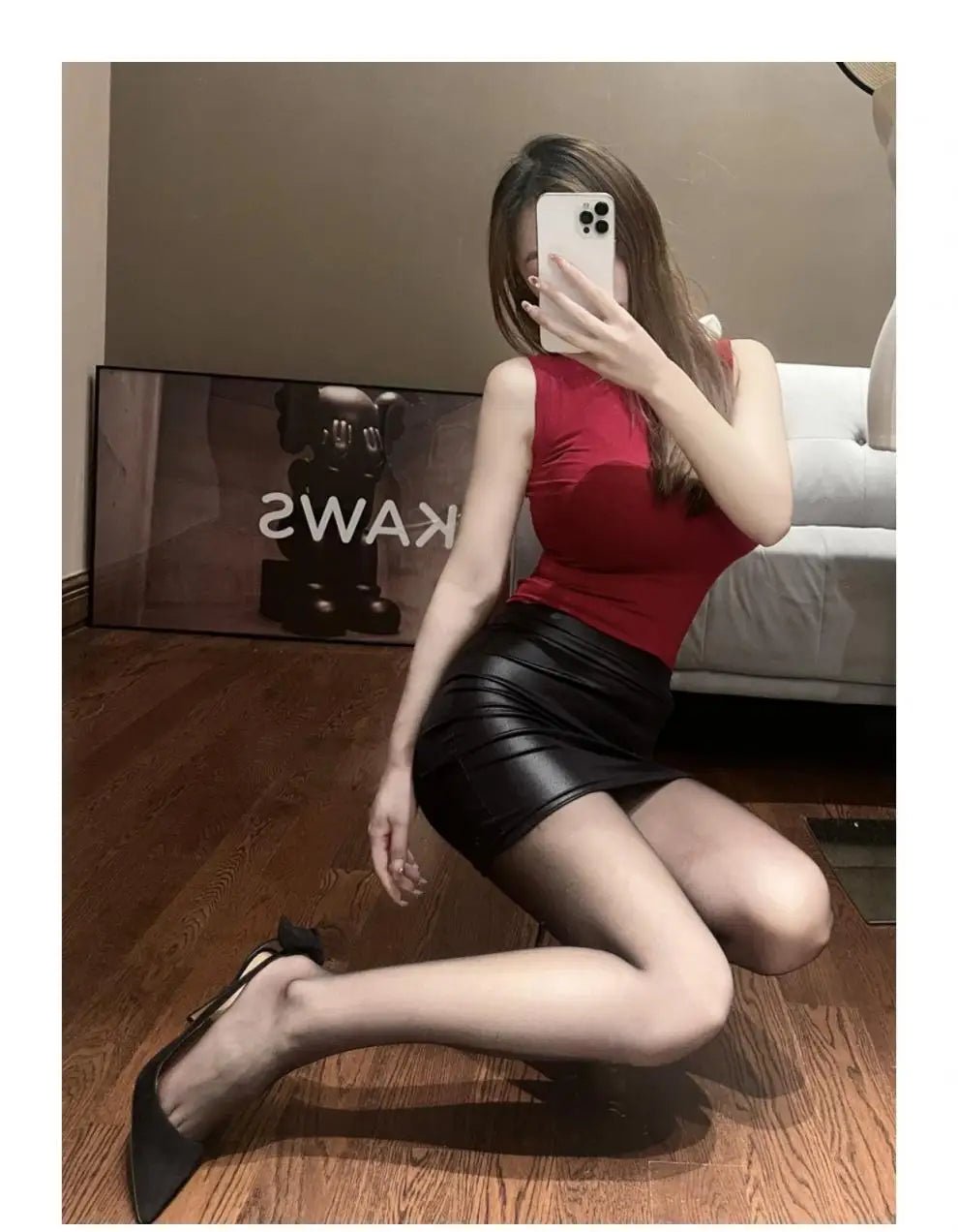 Slim faux leather pencil skirtAzizaK