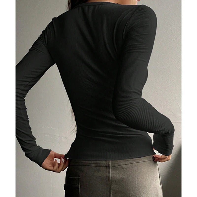 Soft and warm long sleeve button - up half - open neck sweaterAzizaK