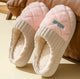 Solid Rhombic Letter Home Slippers Winter Warm Non - slip Floor Bedroom Plush Slipper For Couple House Shoes Women MenAzizaK