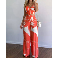 Spaghetti strap lace - up pants setAzizaK