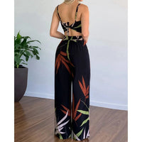 Spaghetti strap lace - up pants setAzizaK