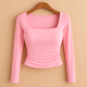 Square Neck Long Sleeve Slim Fit T-Shirt – Elegant & VersatileAzizaK