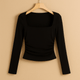 Square Neck Long Sleeve Slim Fit T-Shirt – Elegant & VersatileAzizaK