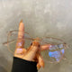 Square polygonal frame Plain glasses with blue membraneAzizaK