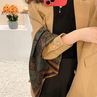 Square silk scarf with flowersAzizaK