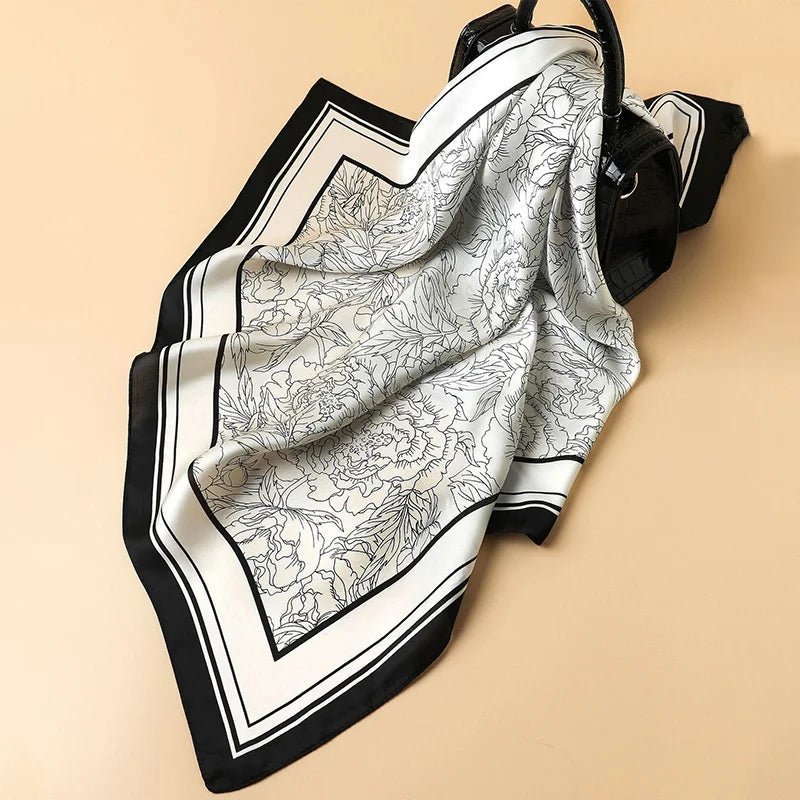 Square silk scarf with flowersAzizaK