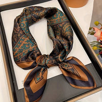 Square silk scarf with flowersAzizaK