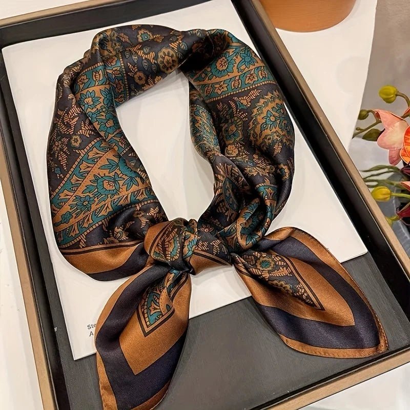 Square silk scarf with flowersAzizaK