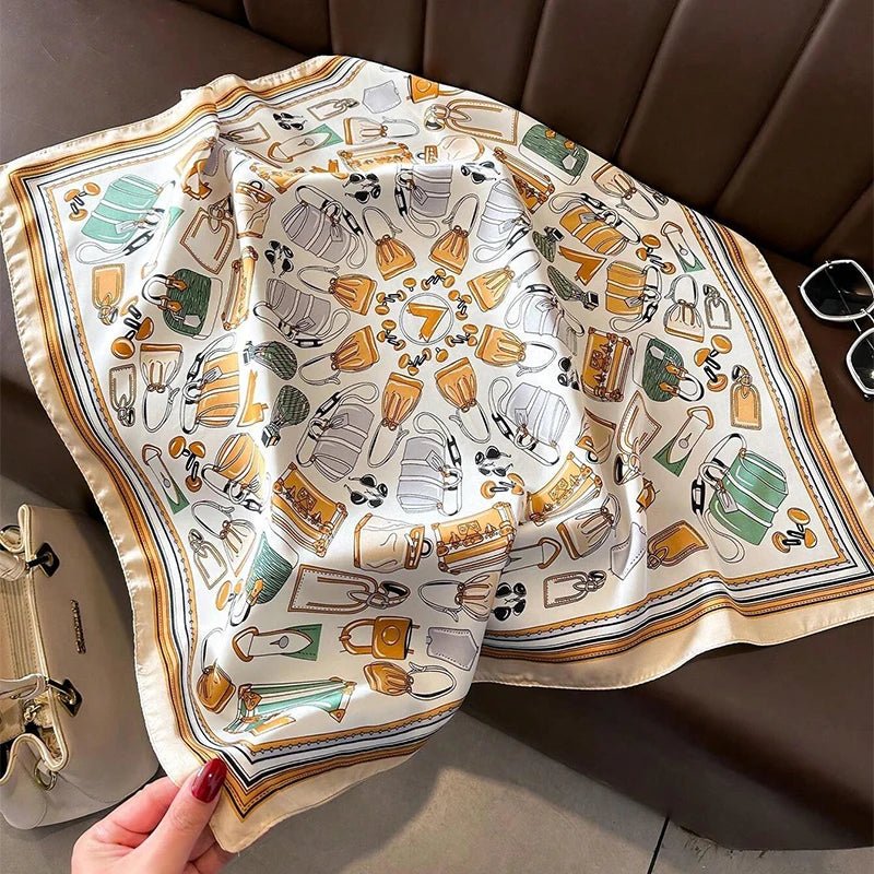 Square silk scarf with flowersAzizaK